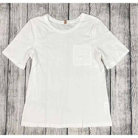 NEW Lunya Cool Cotton Every Body Pocket‎ Tee T-Shirt White Sz M - Picture 3 of 6